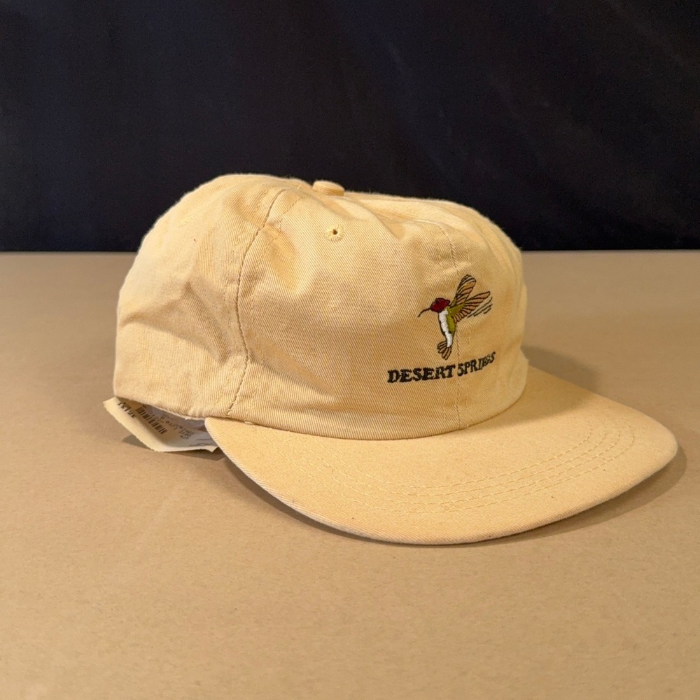 Vintage Imperial Desert Springs Golf Hat Hummingbird Beige Strapback USA